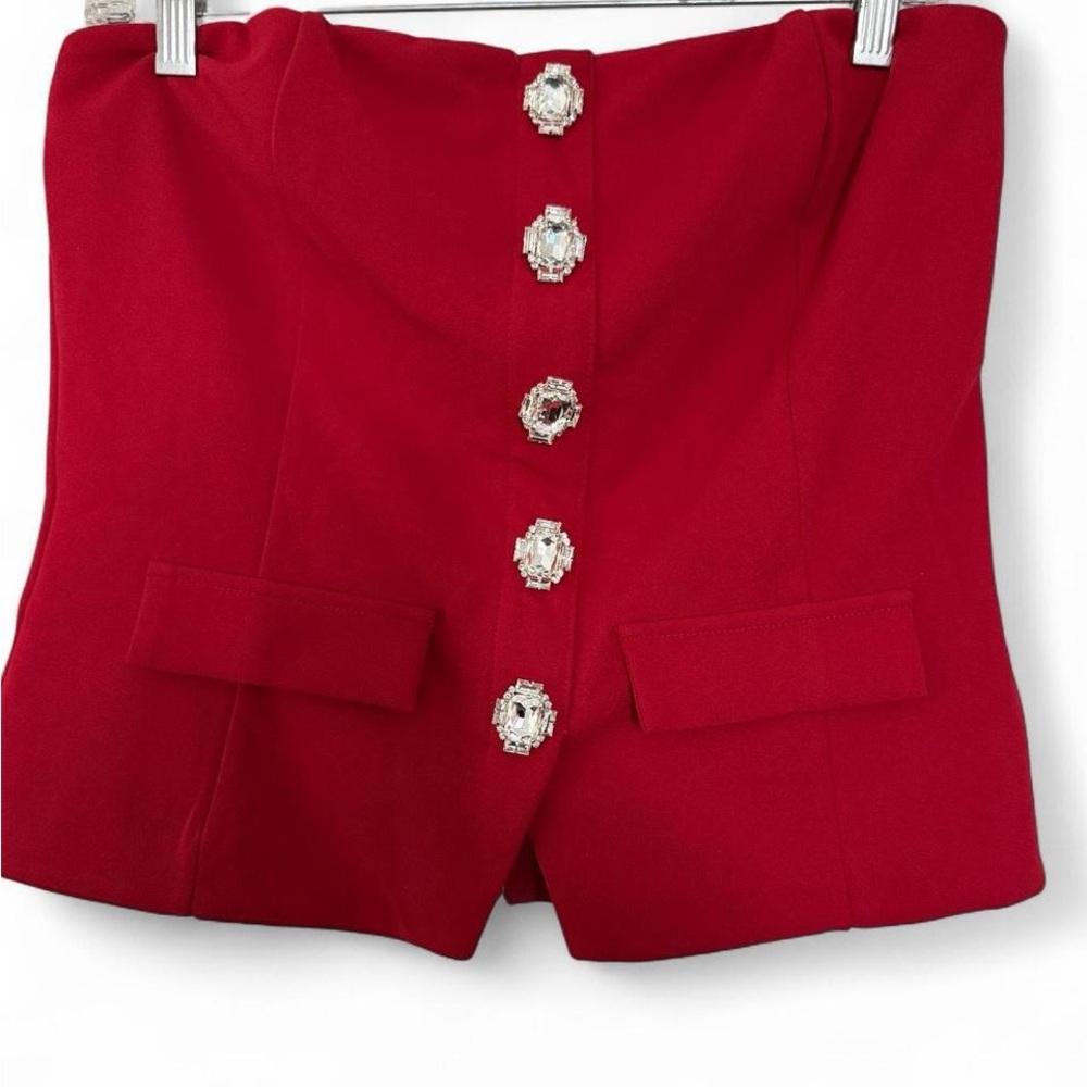 Elegant new Valentine Red Buttoned Women's two piece set